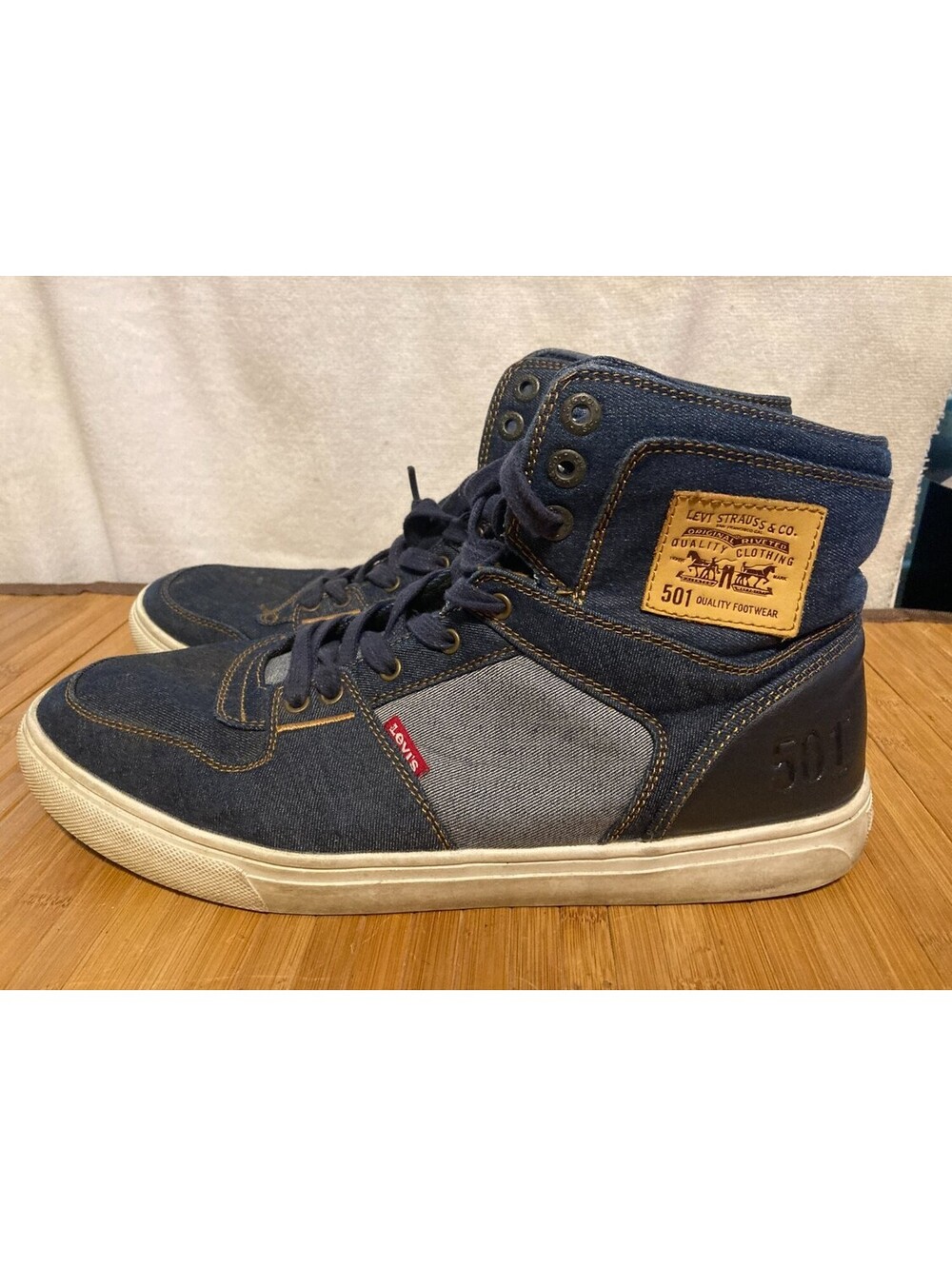 Levi's 501 518995UU32 Mens Indigo Denim High Top Lace Up Sneakers US 12